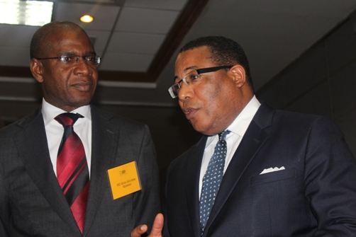 Bola Akindele and Minister G. Anthony Hylton, MP in discussion