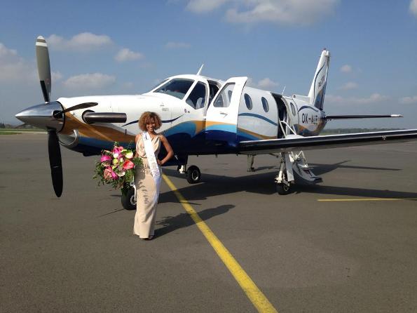 Princess of the World 2014, Andella Chileshe Matthews boarding a private jet to fly out to Prague from Ostrava, Czech Republic.