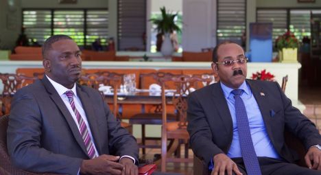 Premier of Montserrat Donaldson Romeo (L) with Prime Minister of Antigua and Barbuda Gaston Browne. Photo courtesy http://www.caribbeannewsnow.com