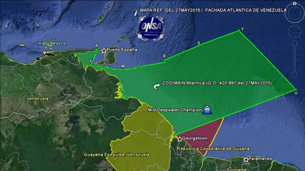 The amended Venezuela map showing Guyana's waters as part of theirs. Photo courtesy www.kaieteurnewsonline.com