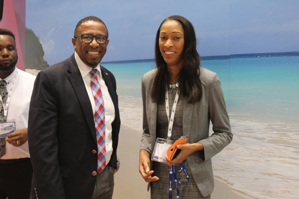 Cherrie Osborne, Director of Tourism UK & Europe -Antigua and Barbuda with Chief Executive Officer, Colin James. Photo courtesy CaribDirect.comb