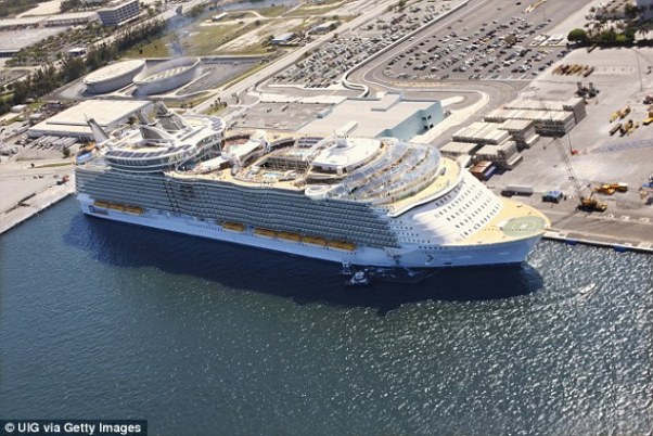 The incident happened on the Oasis of the Seas cruise ship, which is owned by Royal Caribbean (seen in port)