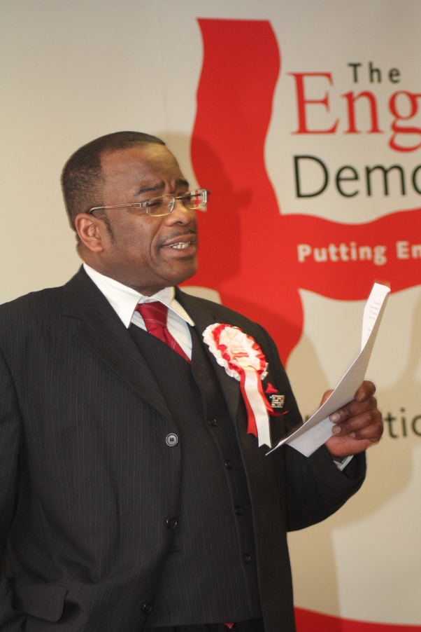 Winston McKenzie highlighting his 4 points under his speech's SAFE theme. Photo courtesy CaribDirect