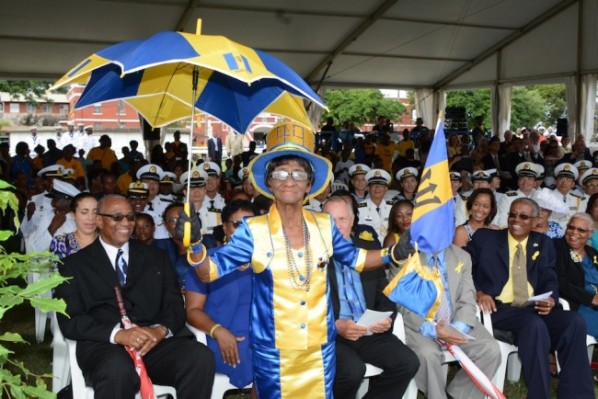 Mildred Forde created quite a stir in her Independence oufit. Photo courtesy http://www.barbadostoday.bb/