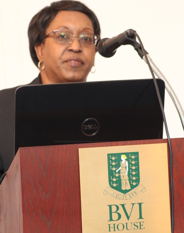 Dr Sandra Besson, Deputy Director, Government of The British Virgin Islands – London Office addressing audience. Photo courtesy CaribDirect