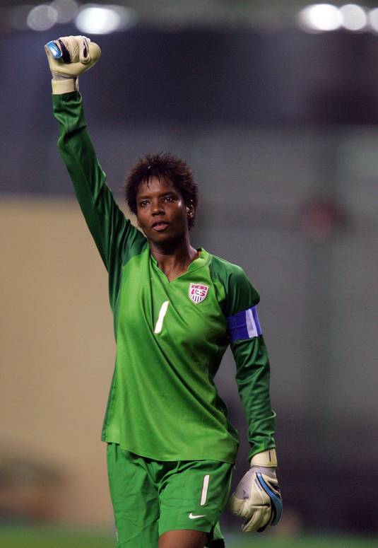 SHANGHAI, CHINA - SEPTEMBER 30: USA Goalkeeper Briana Scurry acknowledges the crowd after her team's 4-1 win of the FIFA Women's World Cup 2007 third place playoff match against Norway at Hongkou Stadium on September 30, 2007 in Shanghai, China. (Photo by Ronald Martinez/Getty Images)